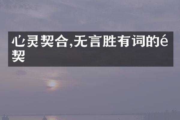 心灵契合,无言胜有词的默契