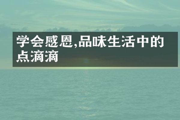 学会感恩,品味生活中的点点滴滴