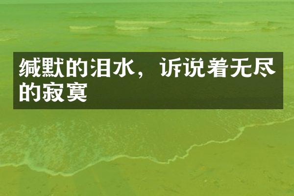 缄默的泪水,诉说着无尽的寂寞