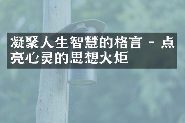 凝聚人生智慧的格言 - 点亮心灵的思想火炬