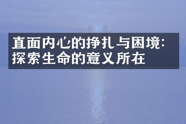 直面内心的挣扎与困境:探索生命的意义所在