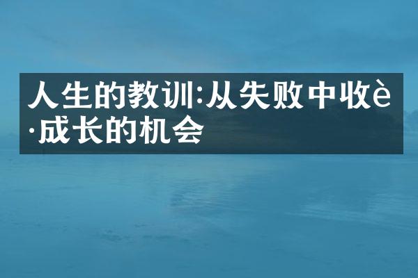 人生的教训:从失败中收获成长的机会