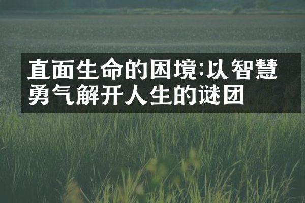 直面生命的困境:以智慧和勇气解开人生的谜团