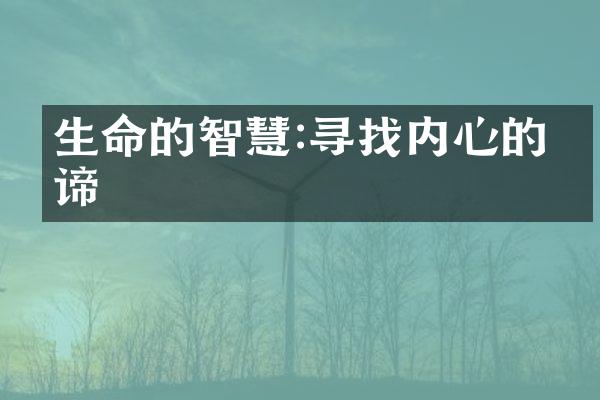 生命的智慧:寻找内心的真谛