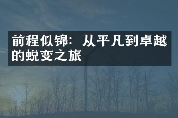 前程似锦:从平凡到卓越的蜕变之旅