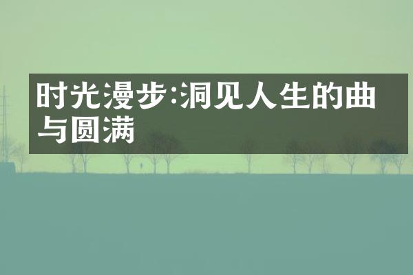 时光漫步:洞见人生的曲折与圆满