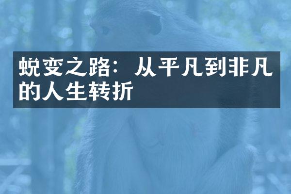 蜕变之路:从平凡到非凡的人生转折