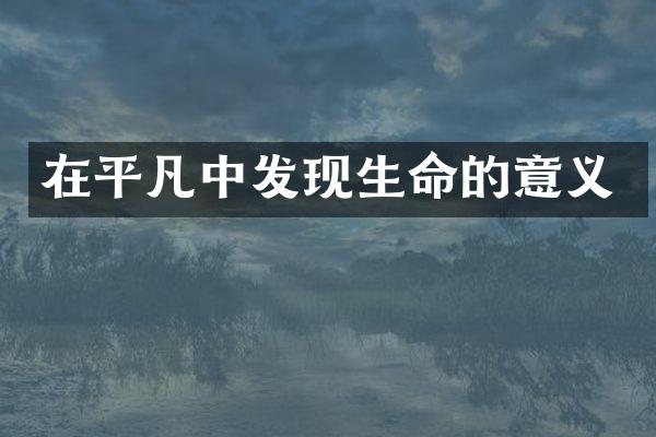 在平凡中发现生命的意义