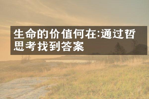 生命的价值何在:通过哲学思考找到答案