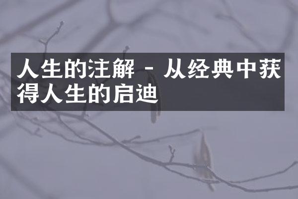 人生的注解 - 从经典中获得人生的启迪