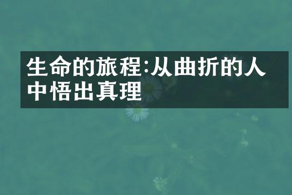 生命的旅程:从曲折的人生中悟出真理