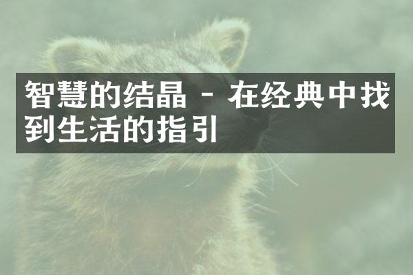 智慧的结晶 - 在经典中找到生活的指引
