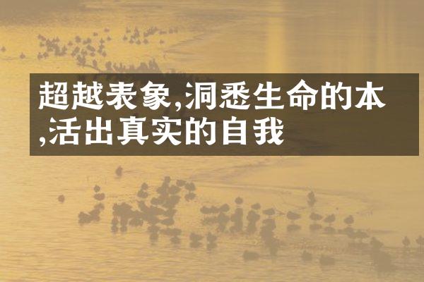 超越表象,洞悉生命的本真,活出真实的自我