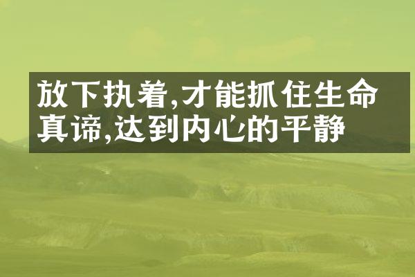 放下执着,才能抓住生命的真谛,达到内心的平静