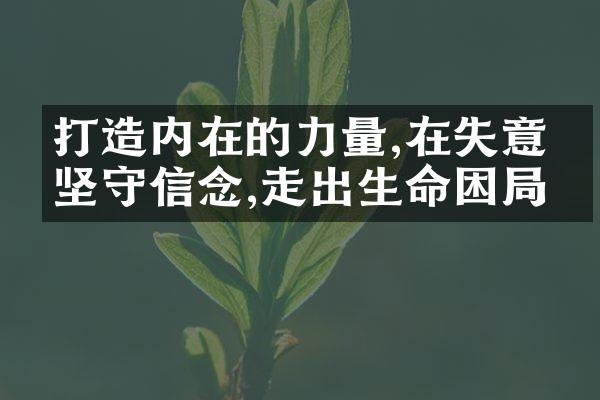 打造内在的力量,在失意中坚守信念,走出生命困