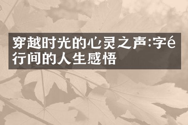 穿越时光的心灵之声:字里行间的人生感悟