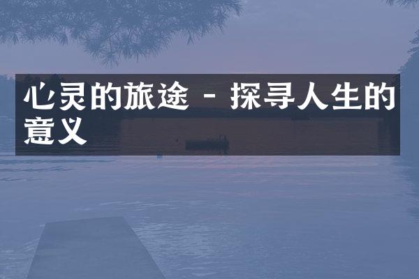 心灵的旅途 - 探寻人生的意义