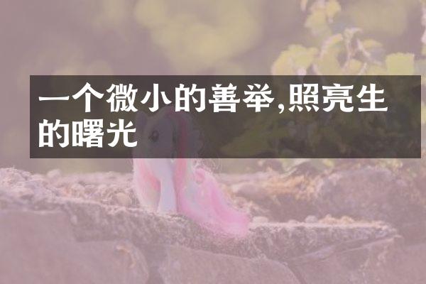 一个微小的善举,照亮生命的曙光