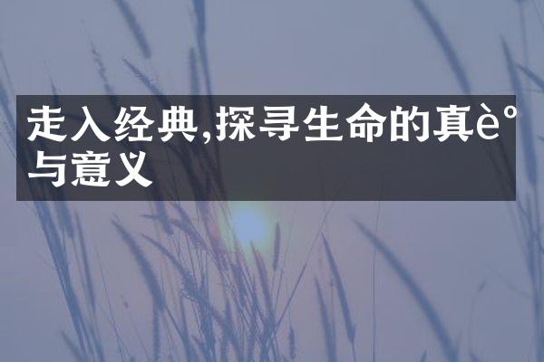 走入经典,探寻生命的真谛与意义
