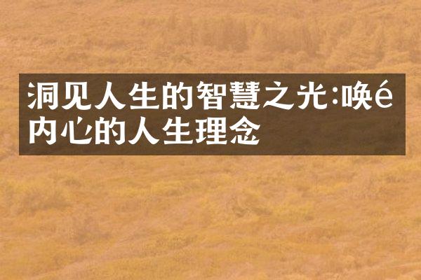 洞见人生的智慧之光:唤醒内心的人生理念
