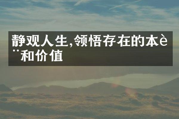静观人生,领悟存在的本质和价值