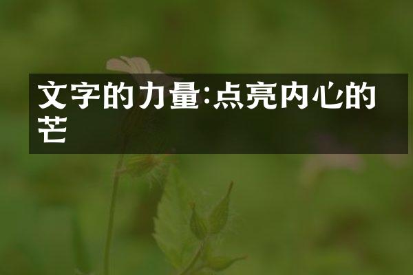 文字的力量:点亮内心的光芒