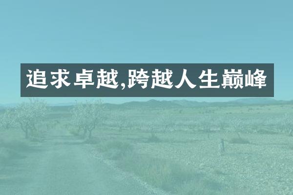 追求卓越,跨越人生巅峰