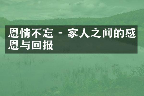 恩情不忘 - 家人之间的感恩与回报