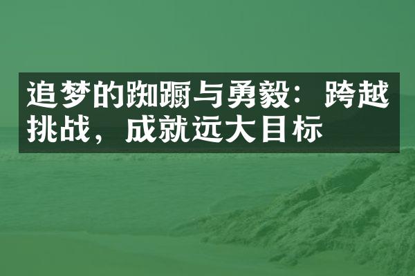 追梦的踟蹰与勇毅：跨越挑战，成就远大目标
