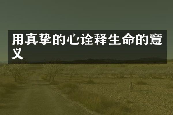 用真挚的心诠释生命的意义