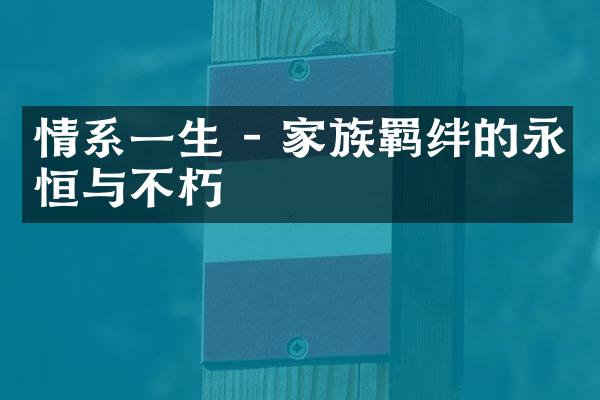 情系一生 - 家族羁绊的永恒与不朽