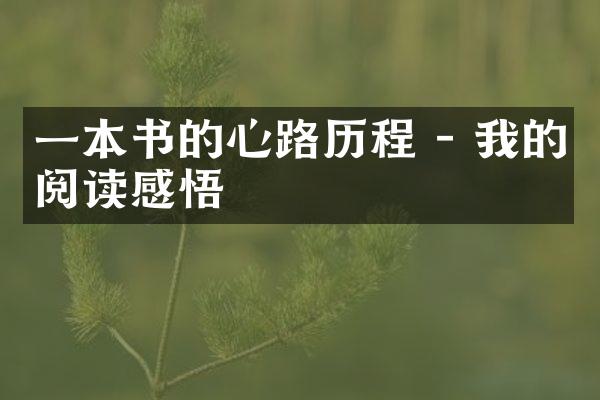 一本书的心路 - 我的阅读感悟