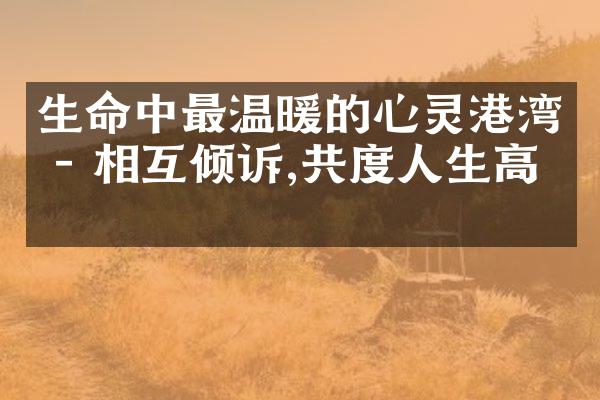 生命中最温暖的心灵港湾 - 相互倾诉,共度人生高低