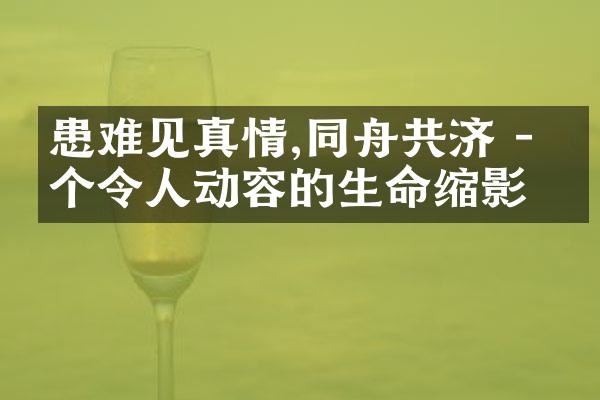 患难见真情,同舟共济 - 一个令人动容的生命缩影