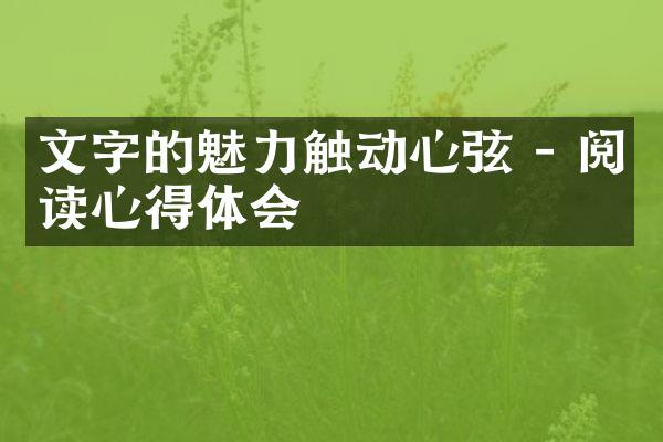 文字的魅力触动心弦 - 阅读心得体会