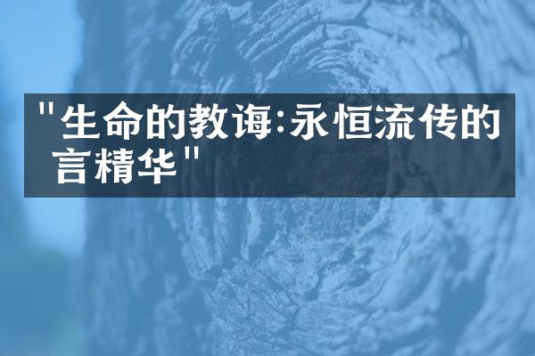"生命的教诲:永恒流传的格言精华"