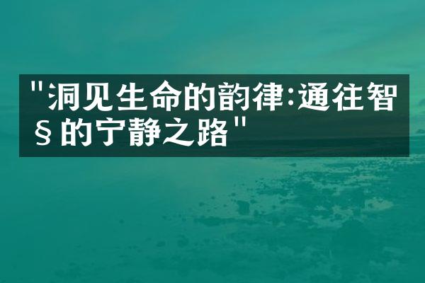 "洞见生命的韵律:通往智慧的宁静之路"
