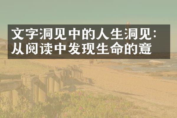 文字洞见中的人生洞见：从阅读中发现生命的意义