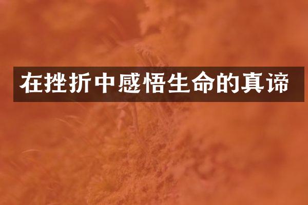 在挫折中感悟生命的真谛