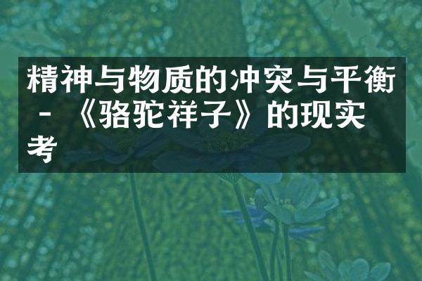 精神与物质的冲突与平衡 - 《骆驼祥子》的现实思考