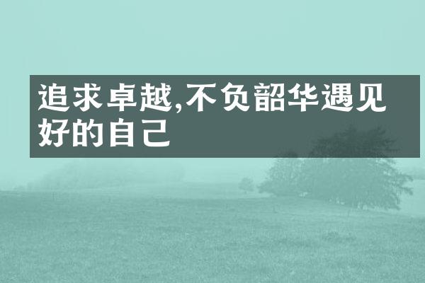 追求卓越,不负韶华遇见更好的自己