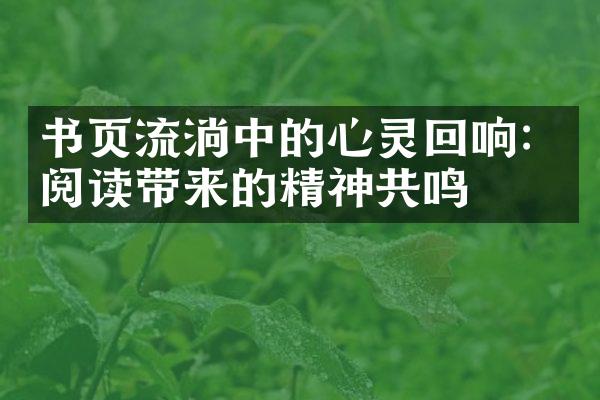 书页流淌中的心灵回响：阅读带来的精神共鸣