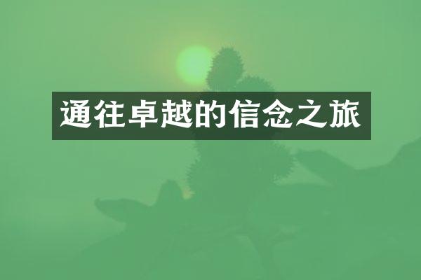 通往卓越的信念之旅