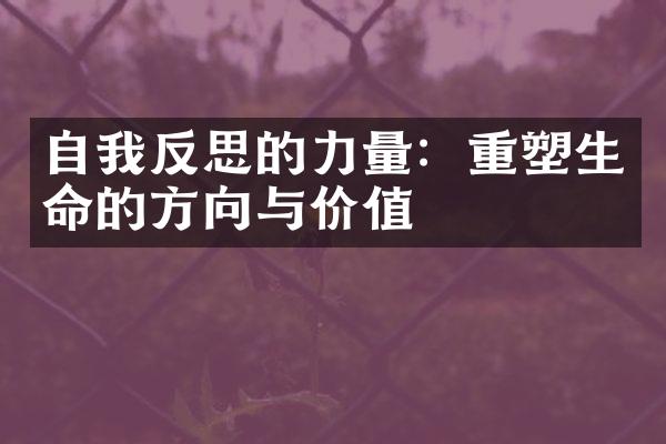 自我反思的力量：重塑生命的方向与价值