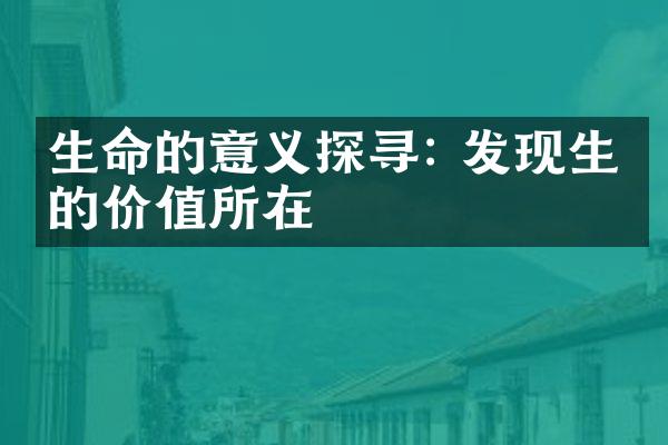生命的意义探寻: 发现生活的价值所在
