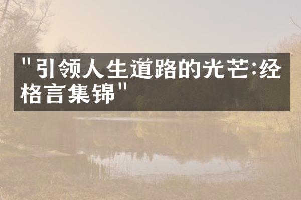 "引领人生道路的光芒:经典格言集锦"