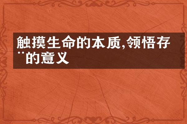 触摸生命的本质,领悟存在的意义