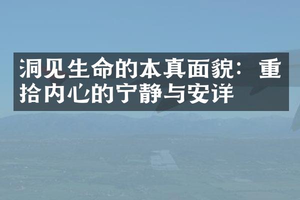 洞见生命的本真面貌：重拾内心的宁静与安详
