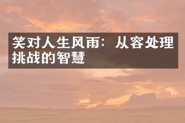 笑对人生风雨：从容处理挑战的智慧