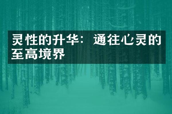 灵性的升华：通往心灵的至高境界